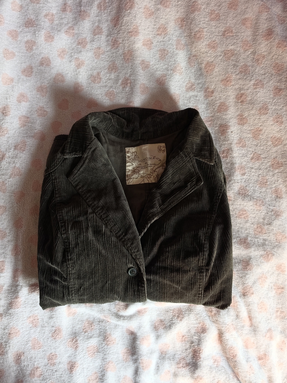 Green Corduroy Button-Down Shirt Jacket
